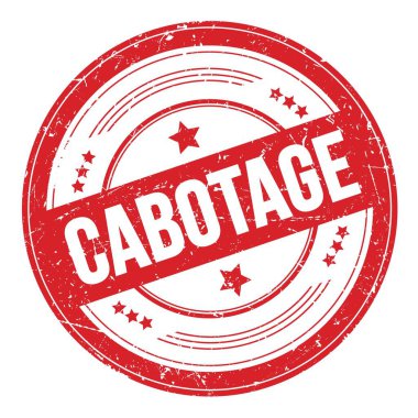 Kırmızı yuvarlak grungy desen damgalı CABOTAGE metin.