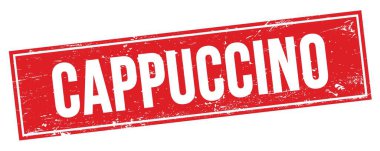 Kırmızı grungy dikdörtgen mühür işareti üzerinde CapPPUCCINO metin.