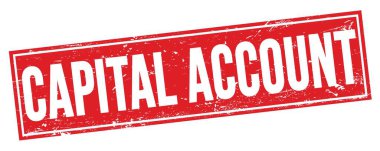 Kırmızı grungy dikdörtgen mühür işareti üzerinde CAPITAL ACCOUNT metin.