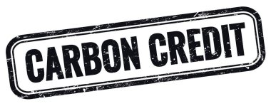 Siyah grungy vintage dikdörtgen damgalı CARBON CREDIT metni.