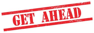 Kırmızı grungy dikdörtgen vintage damga üzerinde AHEAD metin olsun.