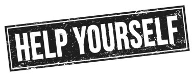 Siyah grungy dikdörtgen damga işareti üzerinde kendi kendine yardım et.