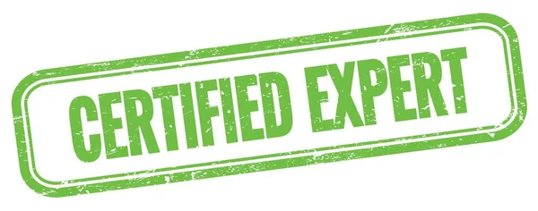 Certificerad Expert Text Grön Grungy Vintage Rektangel Stämpel — Stockfoto