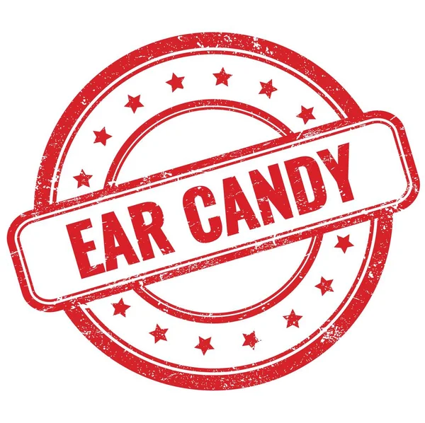 Ear Candy Tekst Czerwonym Vintage Grungy Okrągły Stempel Gumowy — Zdjęcie stockowe