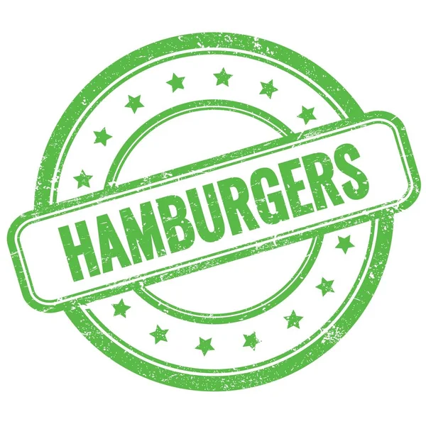 ハンバーガーズテキスト上の緑のヴィンテージグランジーラウンドラバースタンプ — ストック写真