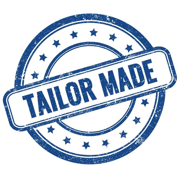 Tailor Made Text Blue Vintage Grungy Rubber Stamp — Stock Photo, Image