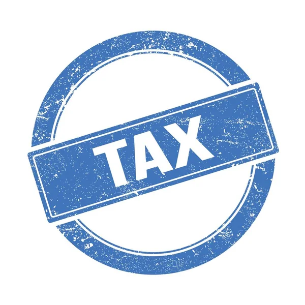 Tax Text Modrém Grungy Kolo Vinobraní Razítko — Stock fotografie