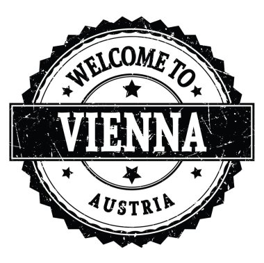 Vienna 'ya Hoşgeldiniz - AUSTRIA, siyah yuvarlak zig zag damgası üzerine yazılmış kelimeler