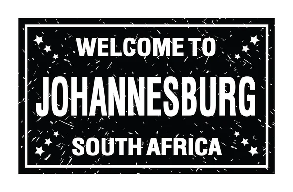 Bienvenue Johannesburg Afrique Sud Mots Écrits Sur Timbre Drapeau Rectangle — Photo