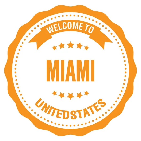 Wymaganie Miami Państwa Zjednoczone Wyrazy Pomarańczowej Okrągłej Pieczęci — Zdjęcie stockowe
