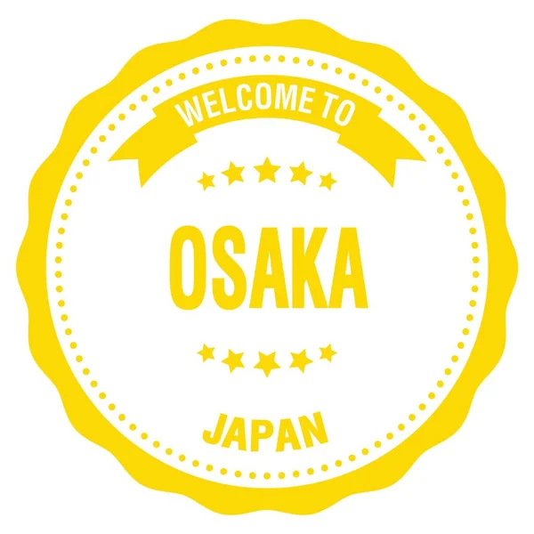 Bienvenidos Osaka Japón Palabras Escritas Sello Amarillo Insignia Redonda — Foto de Stock