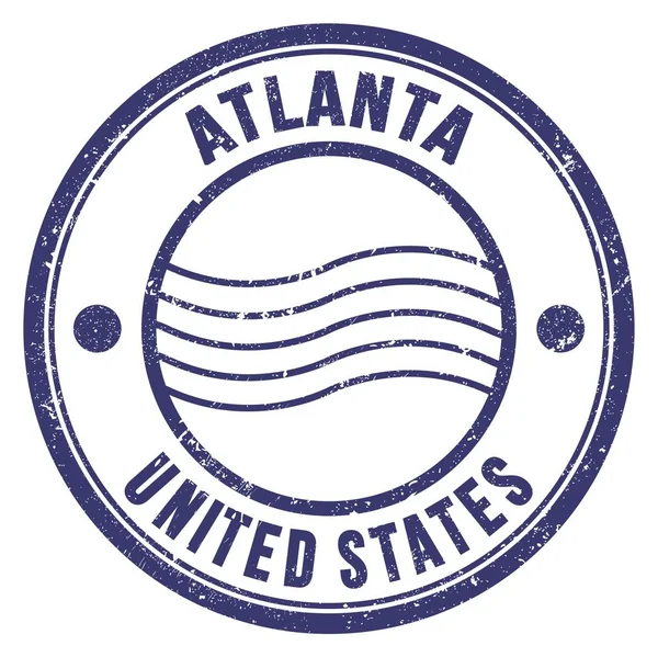 Atlanta Spojené Státy Slova Napsaná Modré Kruhové Poštovní Známce — Stock fotografie