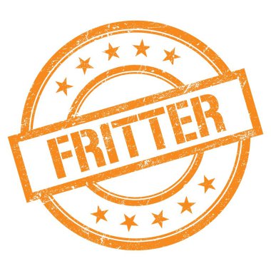 FRITTER metin turuncu yuvarlak vintage kauçuk damga üzerine yazılmış.
