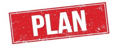 Kırmızı grungy dikdörtgen damga işareti üzerinde PLAN metni.