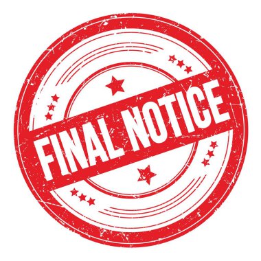 Kırmızı yuvarlak dokuma damgasıyla ilgili nihai uyarı metni.