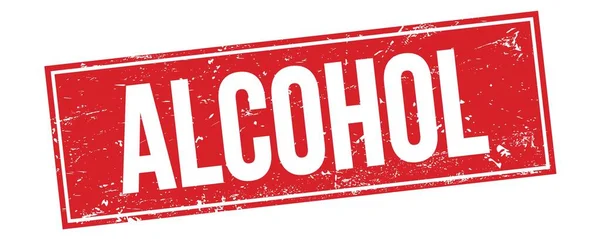 Alcohol Tekst Czerwonym Prostokącie Grungy Znak Znaczka — Zdjęcie stockowe