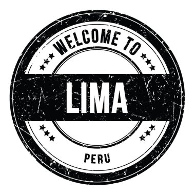 Lima 'ya Hoşgeldiniz - Peru, siyah yuvarlak bozuk para damgası üzerine yazılmış kelimeler