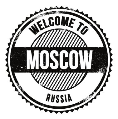 MOSCOW 'a Hoşgeldiniz - Rusya, siyah zig zag damgası üzerine yazılmış kelimeler
