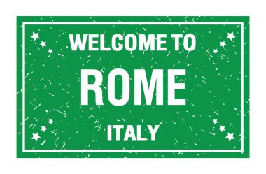 Roma 'ya Hoş Geldiniz - İtalya, yeşil dikdörtgen bayrak damgası üzerine yazılmış kelimeler