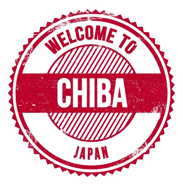 Welcome Chiba Japan Words Written Red Zig Zag Stamp — Stock Photo, Image