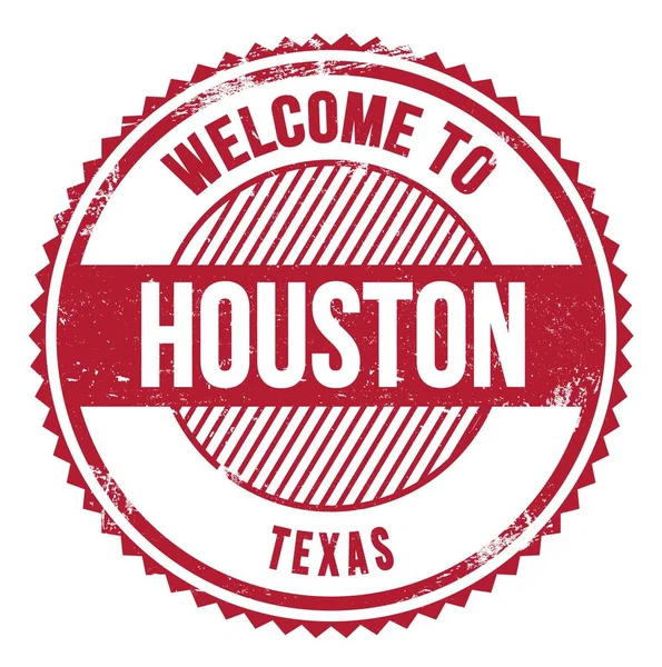 Welcome Houston Texas Napis Czerwonym Znaczku Zygzakowym — Zdjęcie stockowe