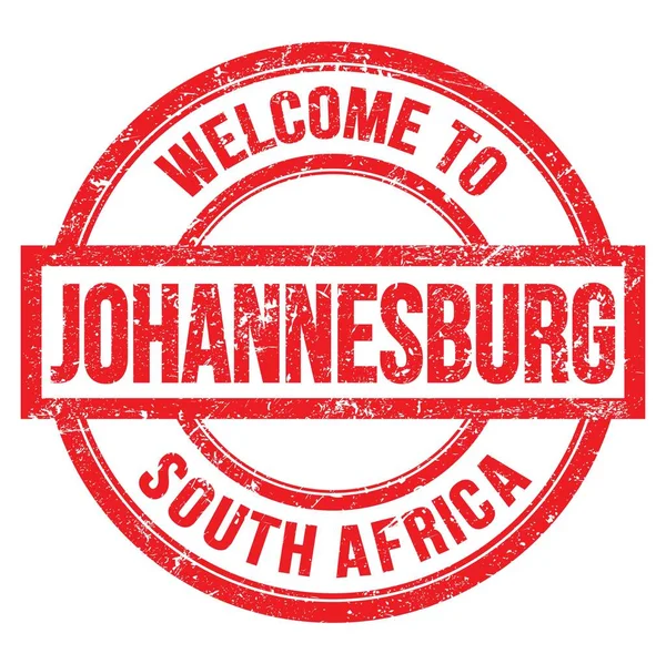 Καλώς Ήρθατε Στο Γιοχάνεσμπουργκ Νότια Αφρική Λέξεις Γραμμένες Κόκκινο Στρογγυλό — Φωτογραφία Αρχείου