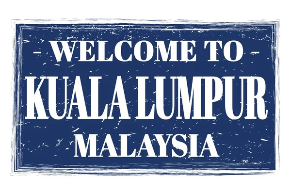 Bienvenidos Kuala Lumpur Malasia Palabras Escritas Azul Rectángulo Sello Postal —  Fotos de Stock