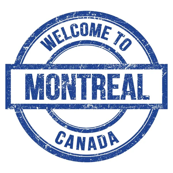 Montreal Hoş Geldiniz Canda Mavi Yuvarlak Basit Pulla Yazılmış Kelimeler — Stok fotoğraf
