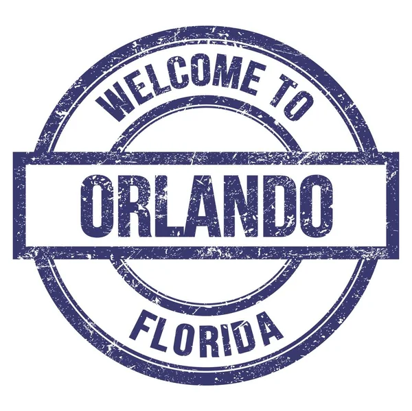Welcome Orlando Florida Slova Napsaná Modrém Kruhovém Jednoduchém Razítku — Stock fotografie