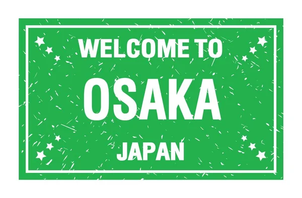 Benvenuti Osaka Giappone Parole Scritte Sul Timbro Rosso Della Bandiera — Foto Stock