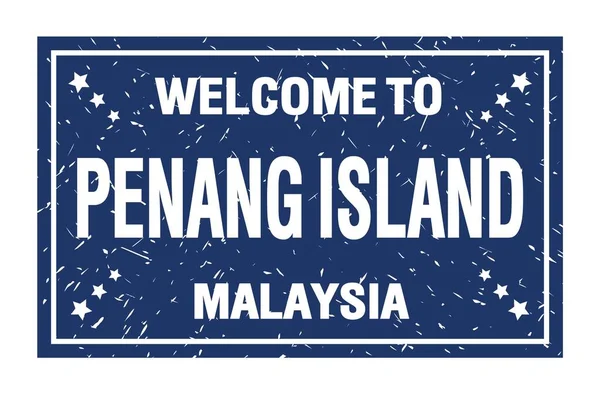 Bem Vindo Ilha Penanga Malásia Palavras Escritas Carimbo Bandeira Azul — Fotografia de Stock