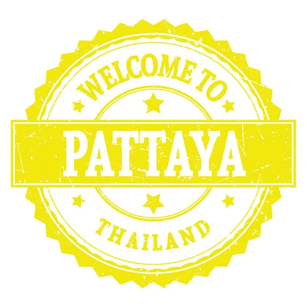 Välkommen Till Pattaya Tilland Ord Skrivna Gul Rund Sicksackstämpel — Stockfoto