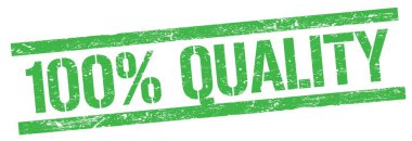 Yeşil grungy dikdörtgen mühür işareti üzerine% 100 nicelik metni.