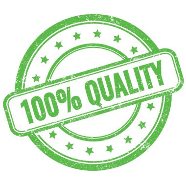 Yeşil antika lastik damgalı% 100 nitelik metni.