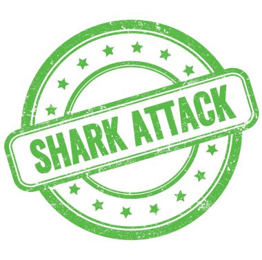 ShARK HATTACK metin yeşil vintage grungy yuvarlak kauçuk damga.