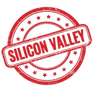 SILICON VALLEY kırmızı vintage grungy yuvarlak damgalı metin.
