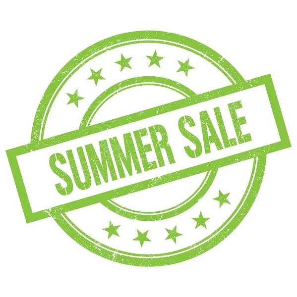Yeşil yuvarlak vintage kauçuk damga üzerine yazılmış yaz satışı metni.