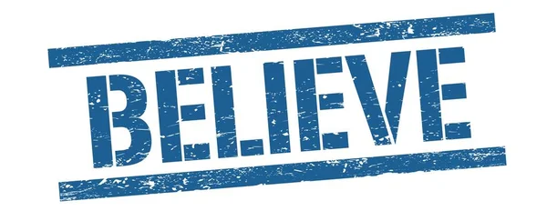 Believe Text Blue Grungy Lines Stamp Sign — Stock Photo, Image