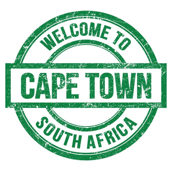 欢迎来到Cape Town South Africa Words Written Green Simple Stamp — 图库照片