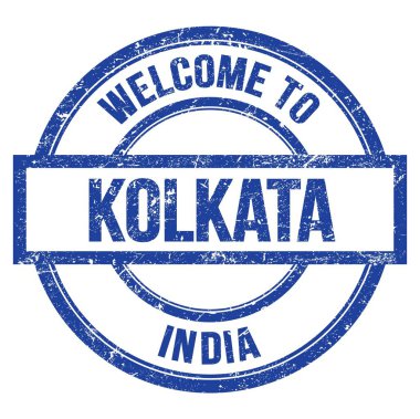 KOLKATA 'ya Hoş Geldiniz - Hindistan, mavi yuvarlak basit pulla yazılmış kelimeler