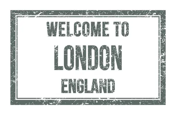 Welcome London Russian Words Written Gray Rectangle Post Stamp — стоковое фото