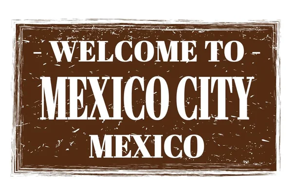 Welcome Mexico City Mexico Words Written Brown Rectangle Post Stamp — Stock Photo, Image