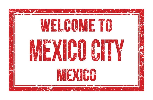 Welcome Mexico City Mexico Words Written Red Rectangle Post Stamp — Stock Photo, Image