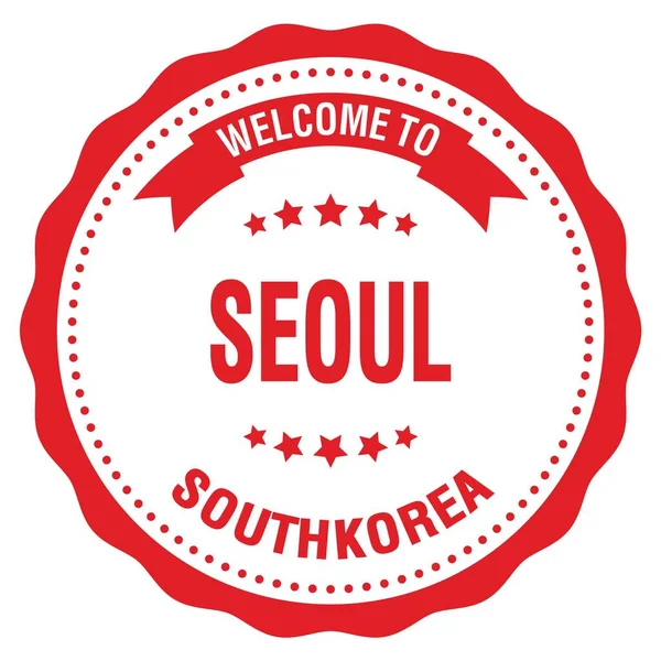Bem Vindo Seoul Coreia Sul Palavras Escritas Carimbo Crachá Redondo — Fotografia de Stock