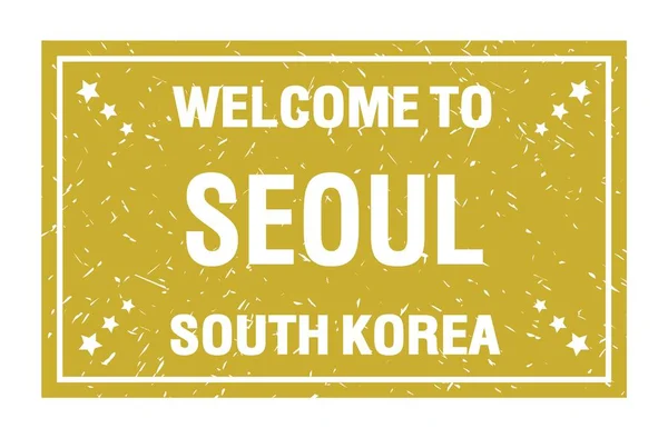 Bem Vindo Seoul Coreia Sul Palavras Escritas Carimbo Bandeira Retangular — Fotografia de Stock