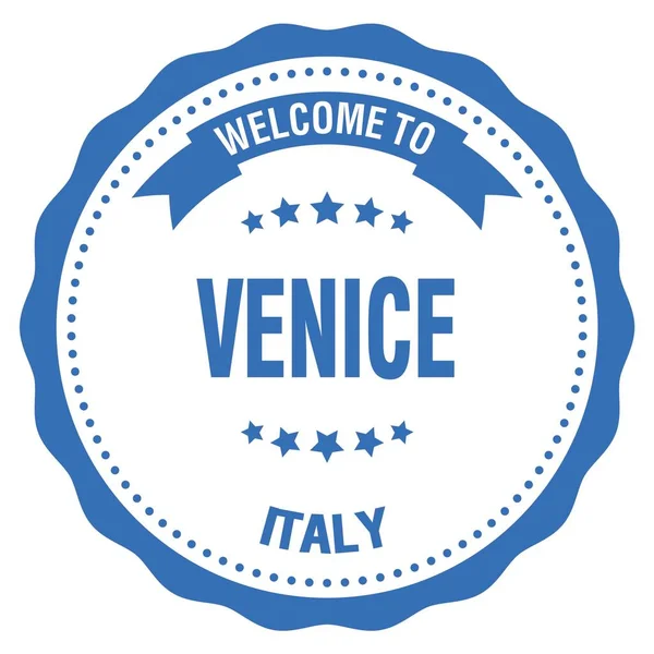 Bienvenidos Venecia Italia Palabras Escritas Azul Redondo Sello Insignia — Foto de Stock