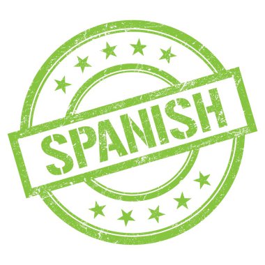Yeşil yuvarlak vintage kauçuk damgalı SPANISH metni.