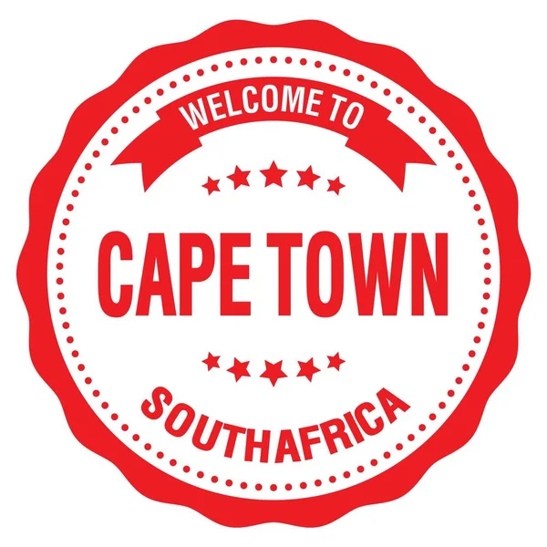 Bienvenidos Cape Town Sudáfrica Palabras Escritas Sello Rojo Insignia Redonda — Foto de Stock