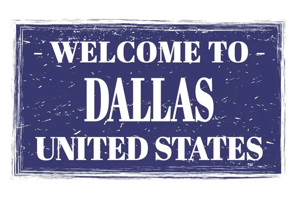 Welcome Dallas United States Words Written Blue Rectangle Post Stamp — Stock Photo, Image