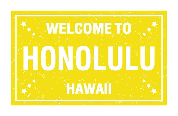 Welkom Honolulu Hawaii Woorden Geschreven Gele Rechthoek Vlag Stempel — Stockfoto